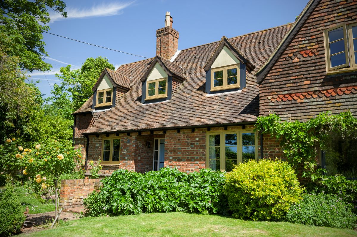 Interior shot of windows with timber finish