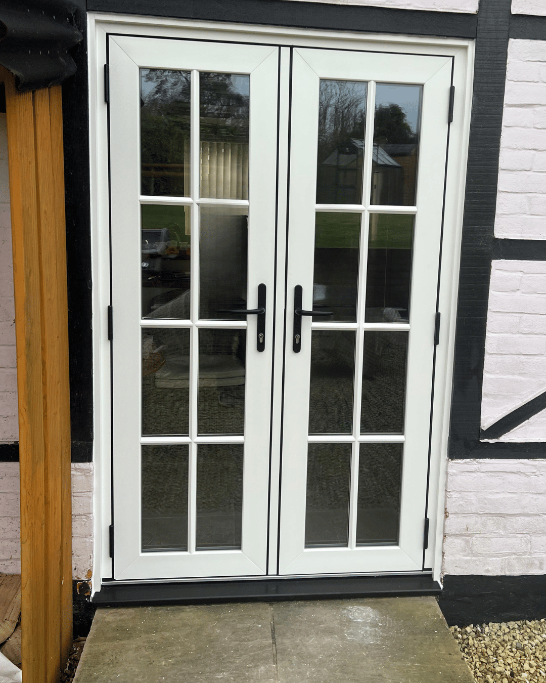 Flush fit french doors black handles