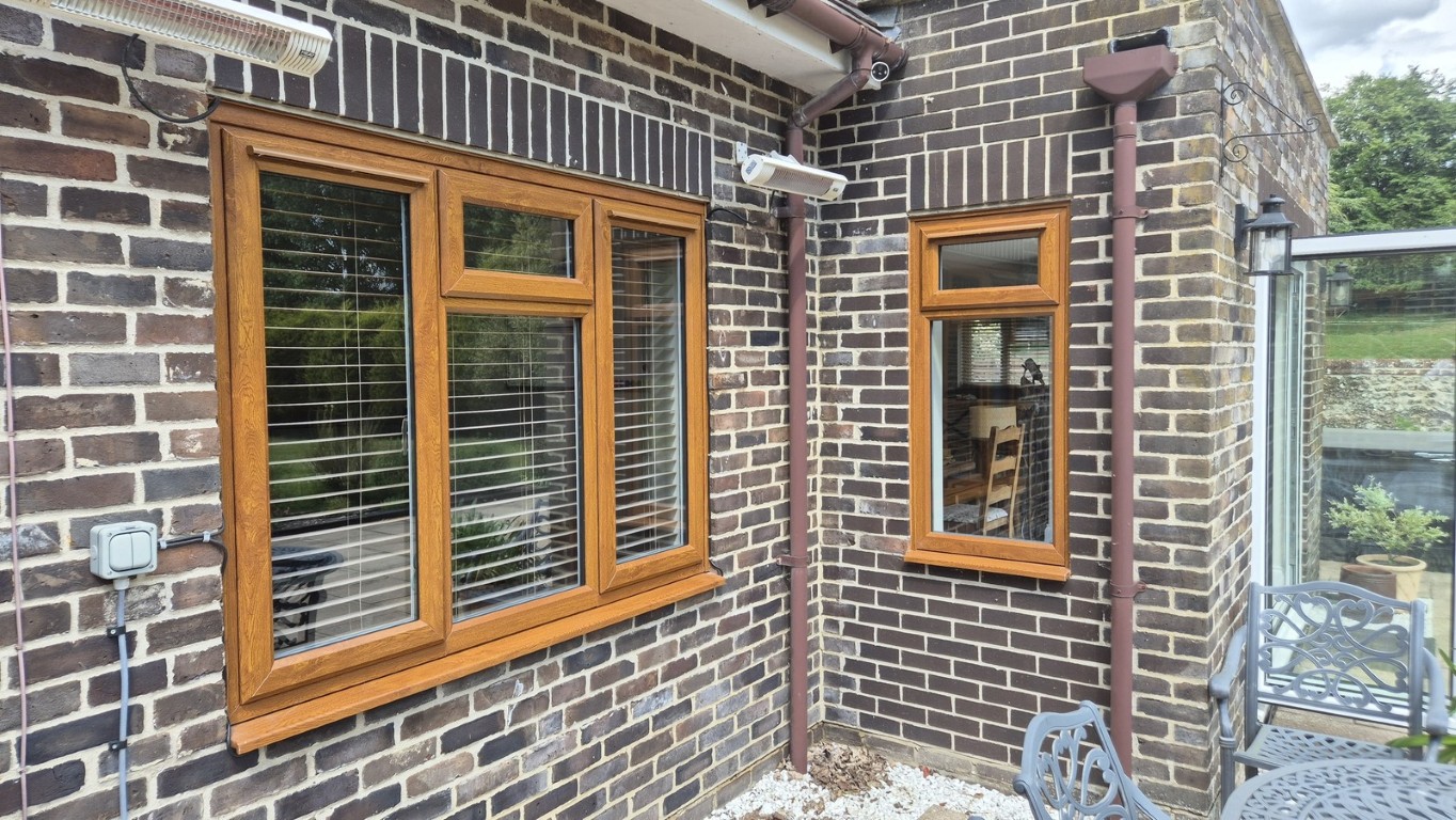 Golden Oak on White Windows