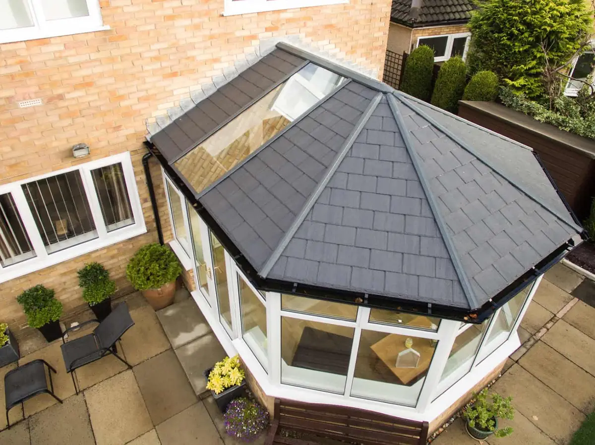 A Cara Glass conservatory with an Ultraframe roof