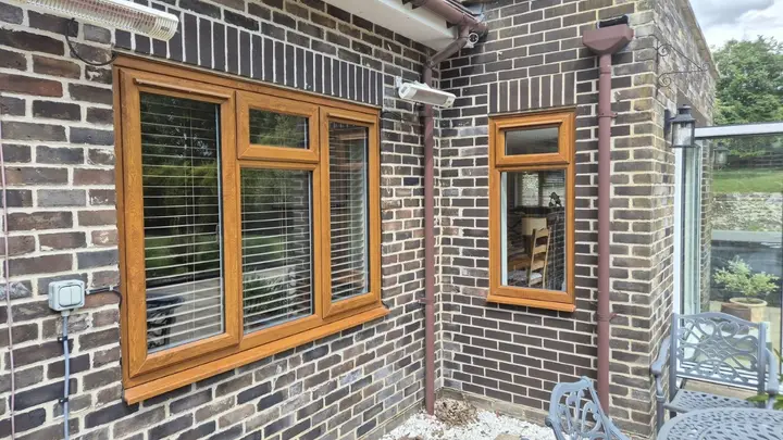 Golden Oak on White Windows